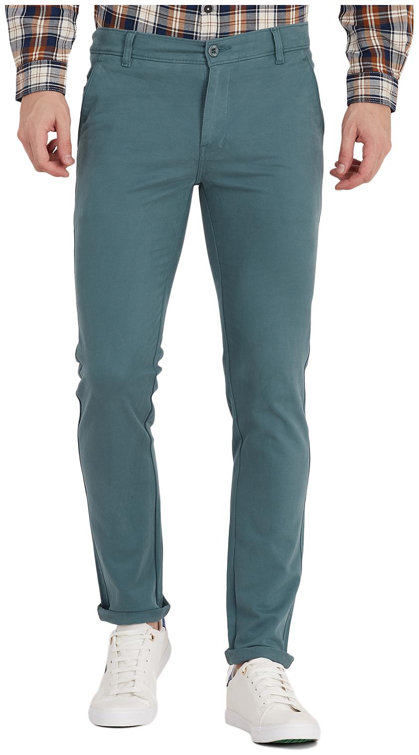 

TAHVO Men Green Solid Slim fit Wrinkle free Regular trousers
