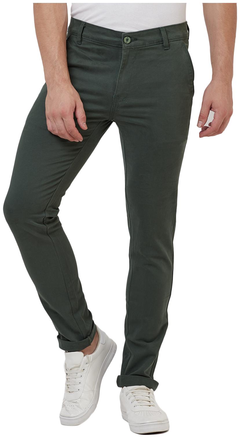 

TAHVO Men Green Solid Slim fit Wrinkle free Regular trousers