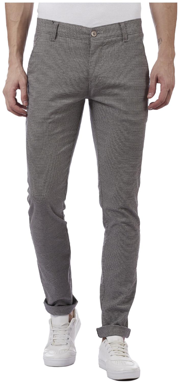 

TAHVO Men Brown Checked Slim fit Wrinkle free Regular trousers