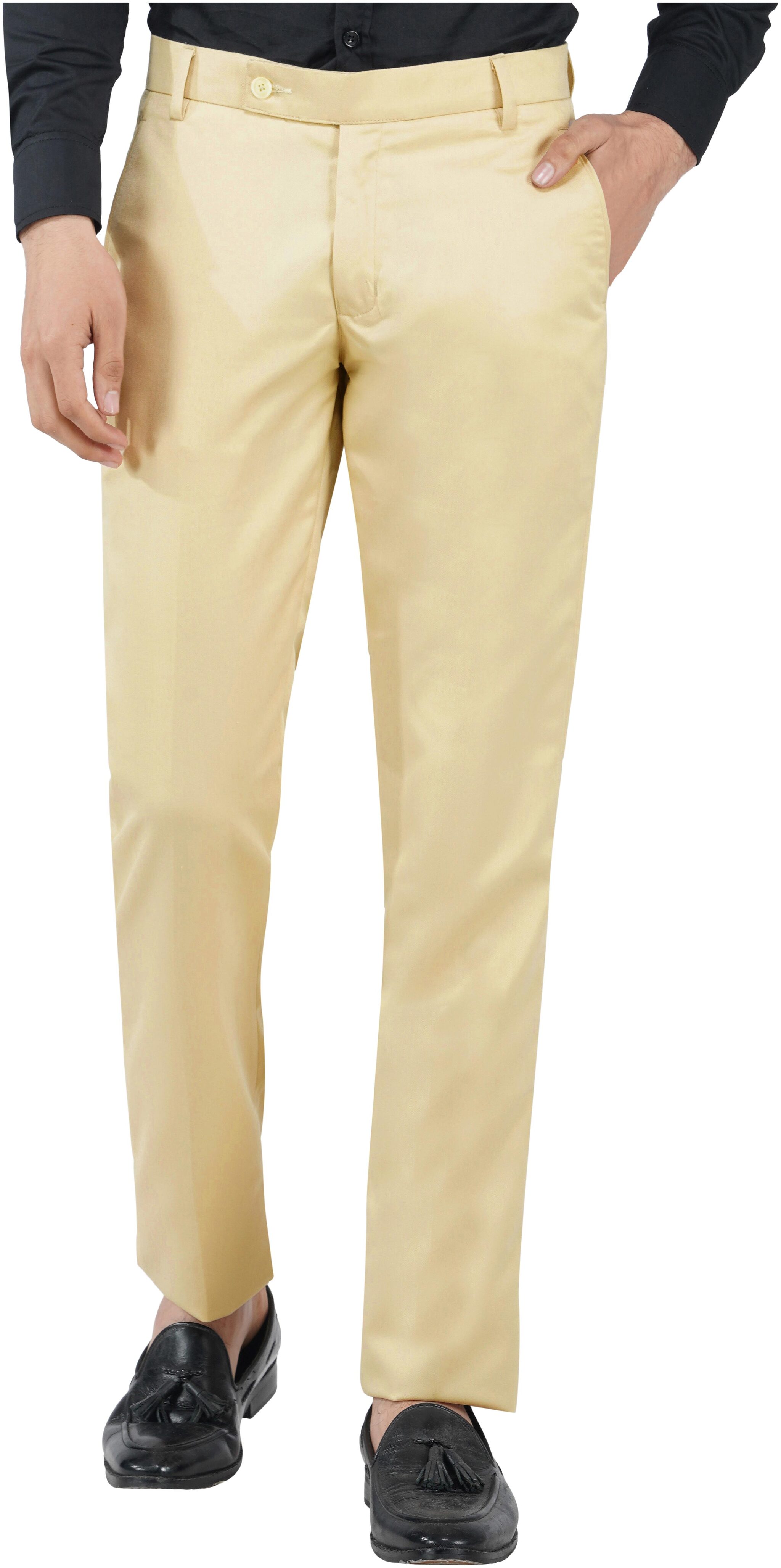 

TAHVO Men Solid Slim Fit Formal Trouser - Beige