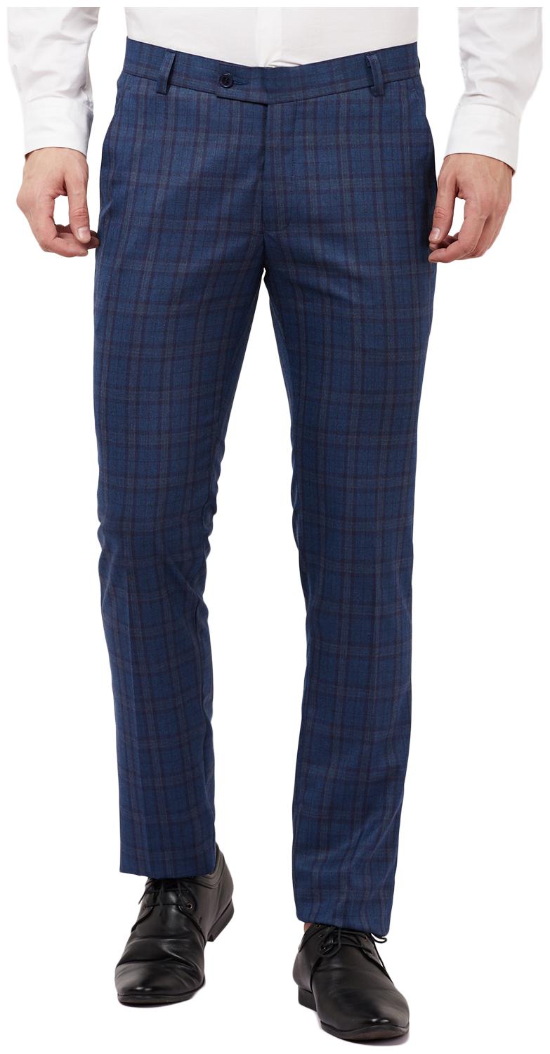 

TAHVO Men Blue Checked Slim fit Regular trousers