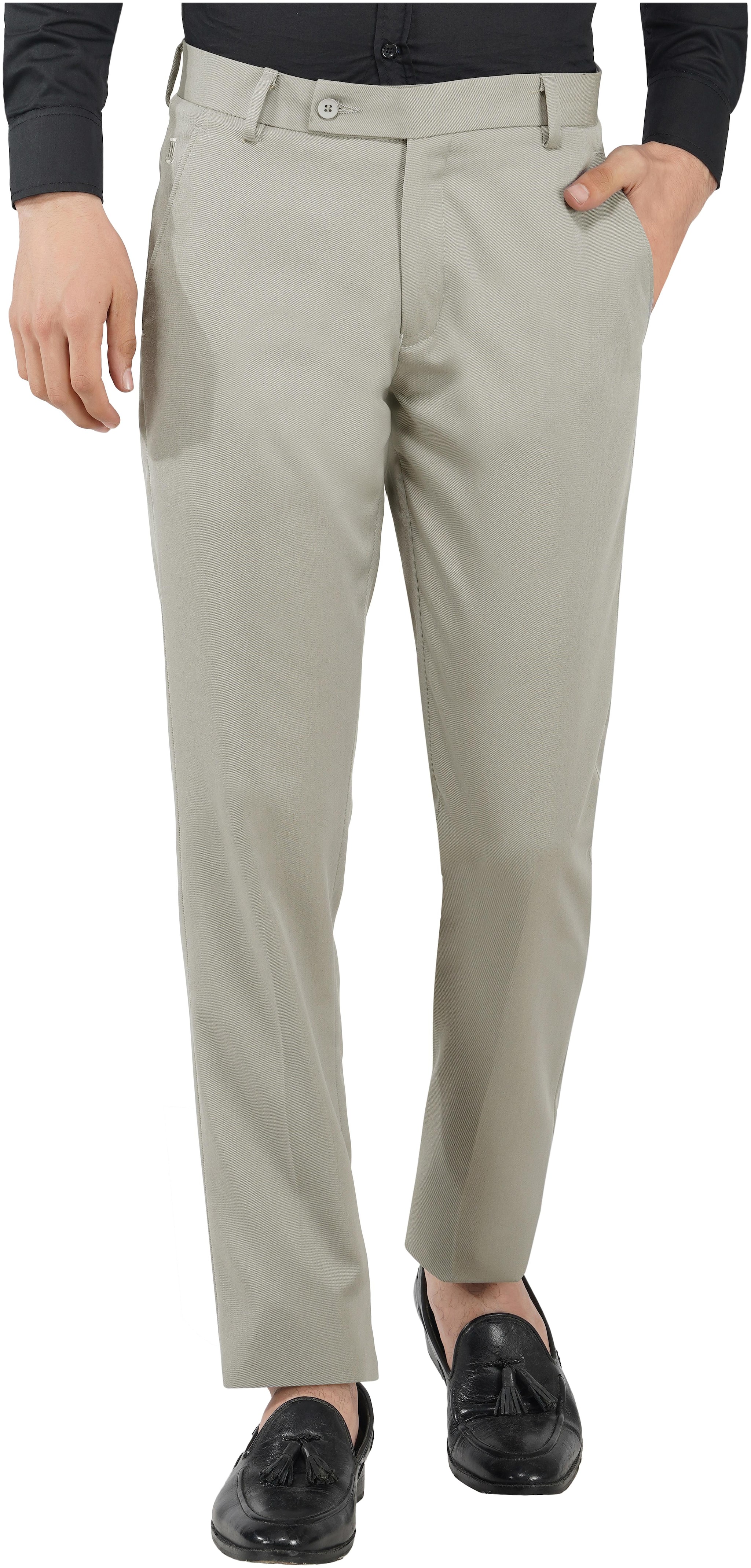 

TAHVO Men Solid Slim Fit Formal Trouser - Grey