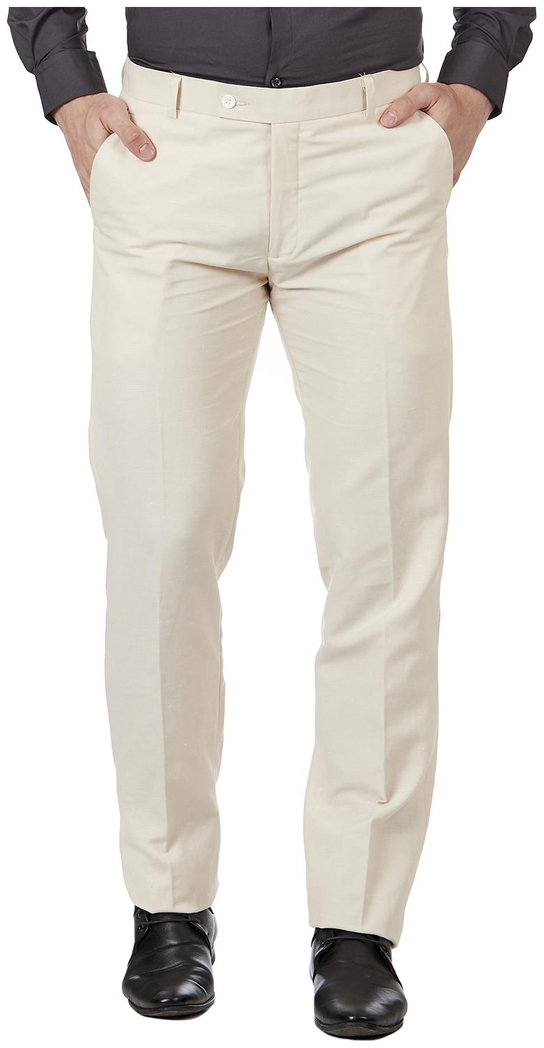 

TAHVO Men Textured Regular Fit Formal Trouser - Beige
