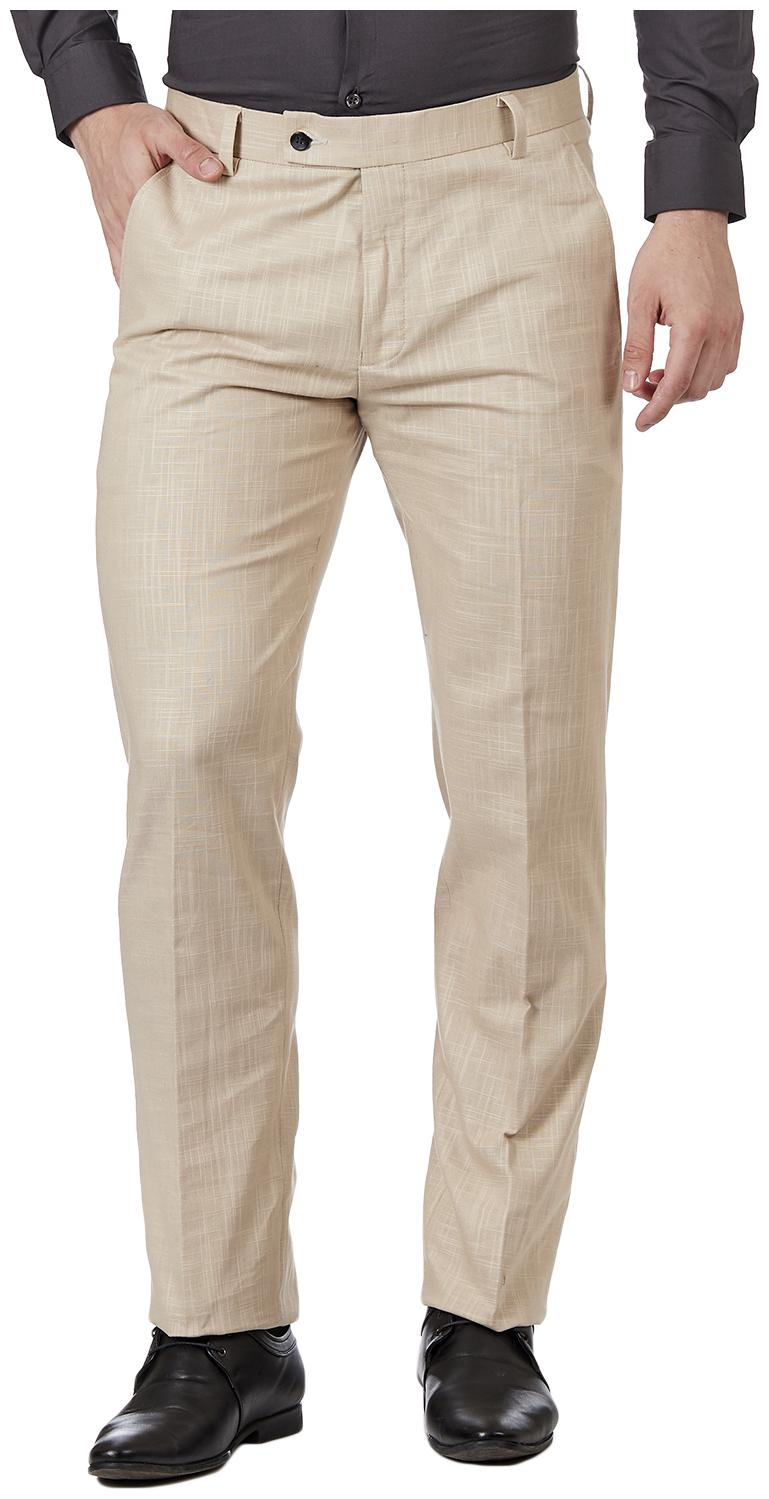 

TAHVO Men Textured Regular Fit Formal Trouser - Beige