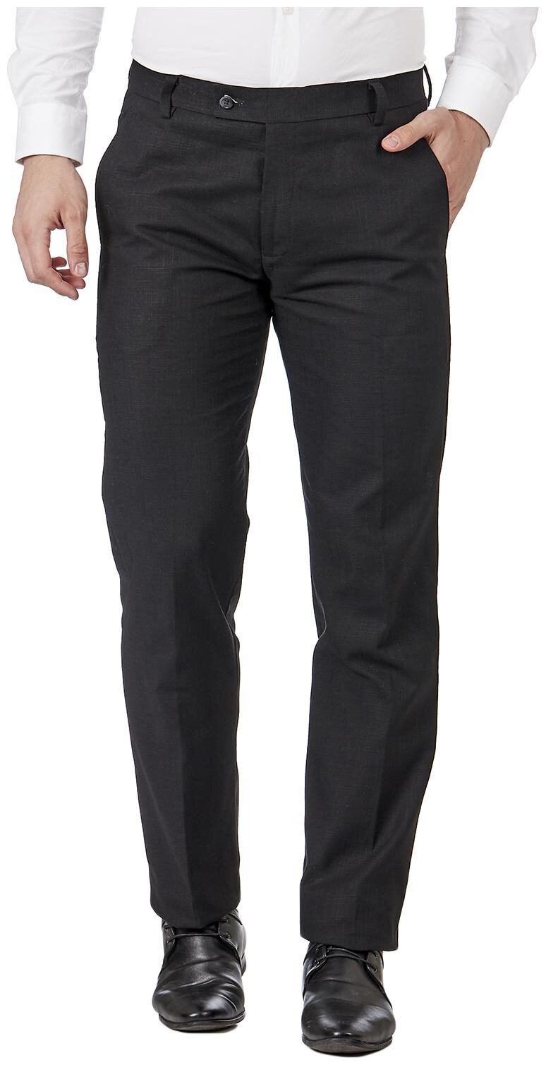 

TAHVO Men Textured Regular Fit Formal Trouser - Black