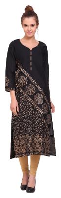 

Tamannah Black Cotton Printed Kurtas