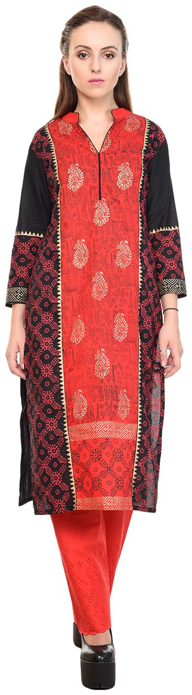 

Tamanna Women Red Printed Straight Kurta