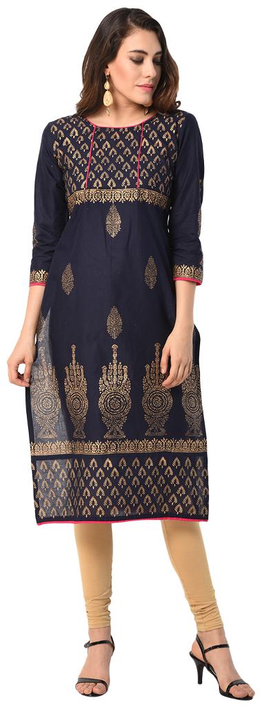 

Tamanna Women Blue Printed Straight Kurta