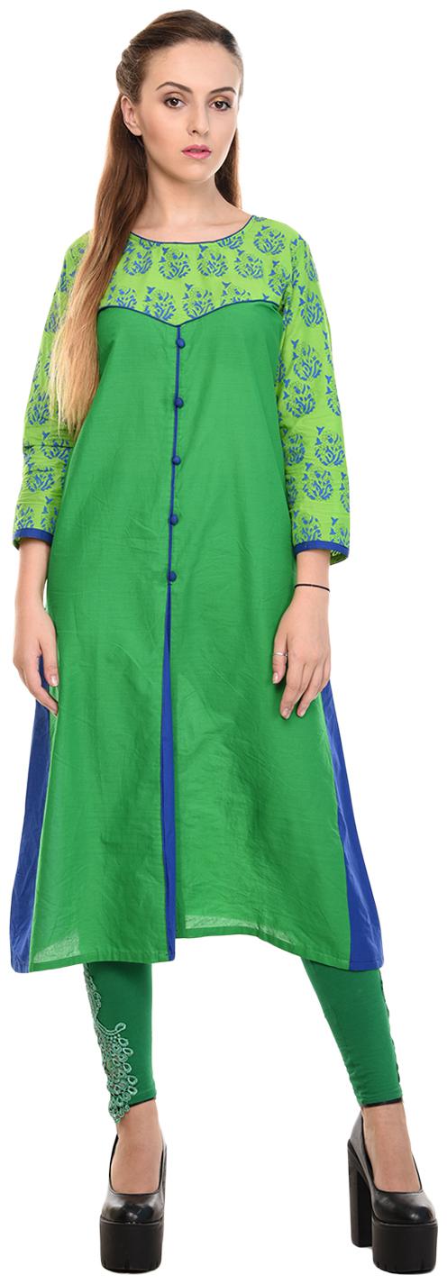 

Tamanna Women Green Printed Straight Kurta