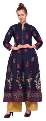 

Tamannah Blue Cotton Printed Kurtas