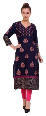 

Tamanna Women Blue Printed Straight Kurta