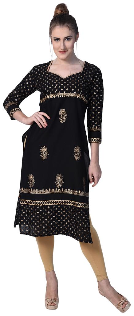 

Tamanna Women Black Printed Straight Kurta