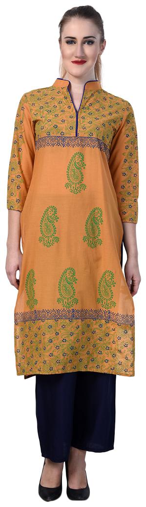 

Tamanna Women Yellow Printed Straight Kurta