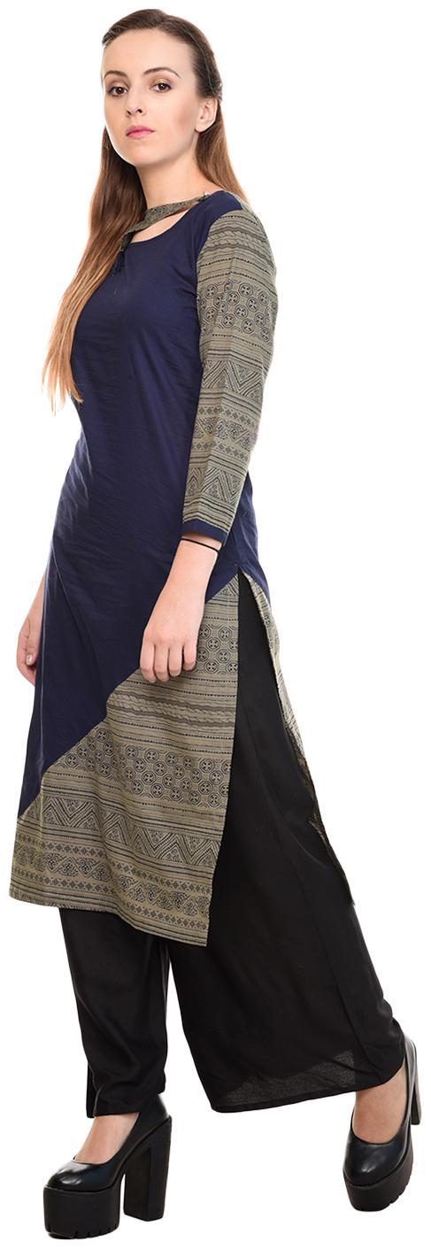 

Tamanna Women Blue Printed Straight Kurta