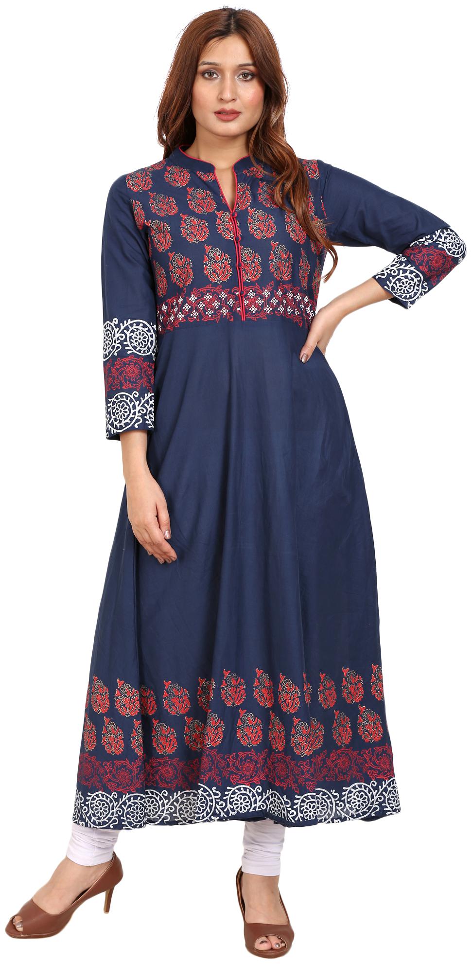 

TAMANNAH Women Blue Floral Anarkali Kurti