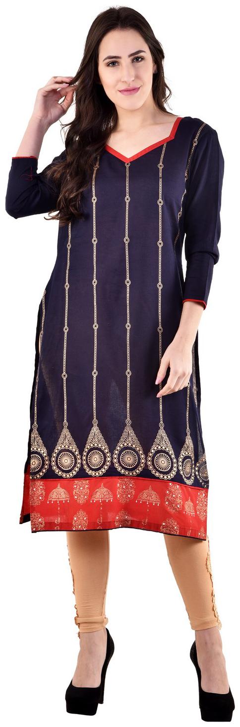 

Tamanna Women Blue Printed Straight Kurta