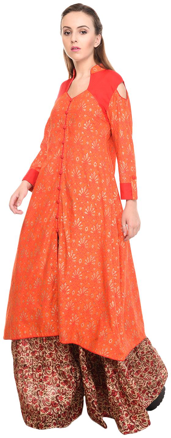 

Tamanna Women Orange Printed Straight Kurta
