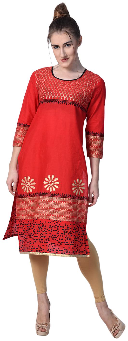 

Tamanna Women Red Printed Straight Kurta