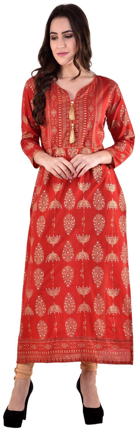 

Tamanna Women Red Printed Straight Kurta