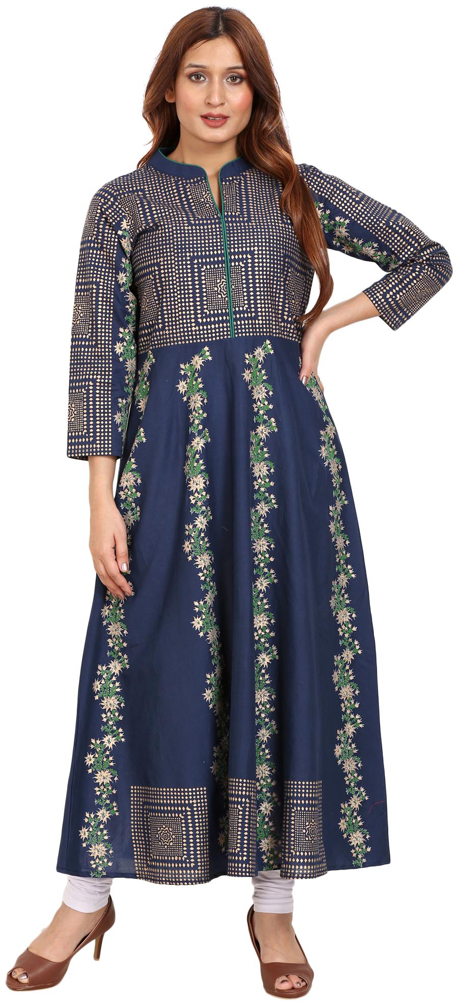 

TAMANNAH Women Blue Printed Anarkali Kurti