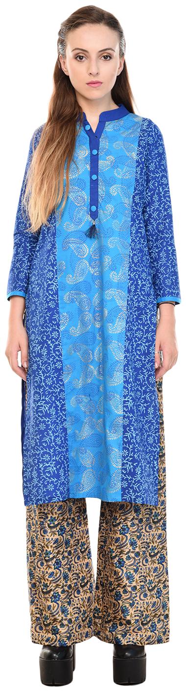 

Tamanna Women Blue Printed Straight Kurta