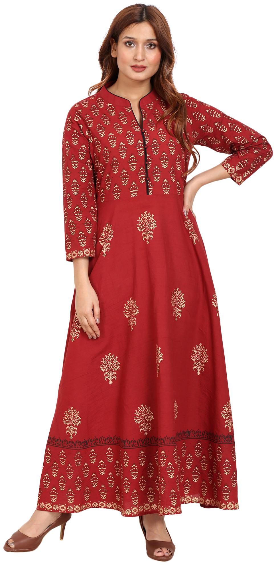 

TAMANNAH Women Maroon Floral Anarkali Kurti