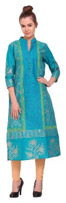 

Tamanna Women Blue Printed Straight Kurta