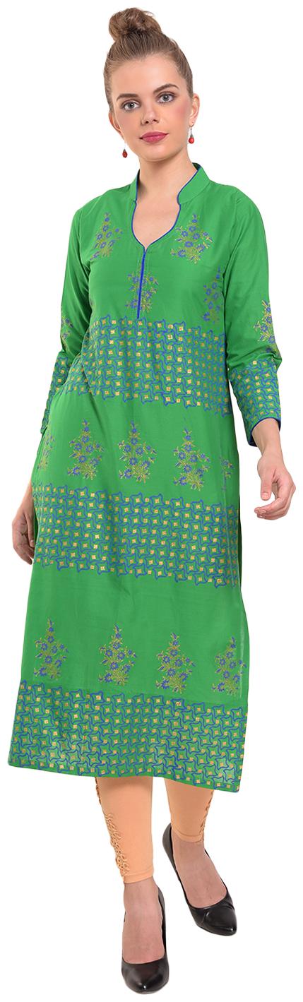 

Tamanna Women Green Printed Straight Kurta