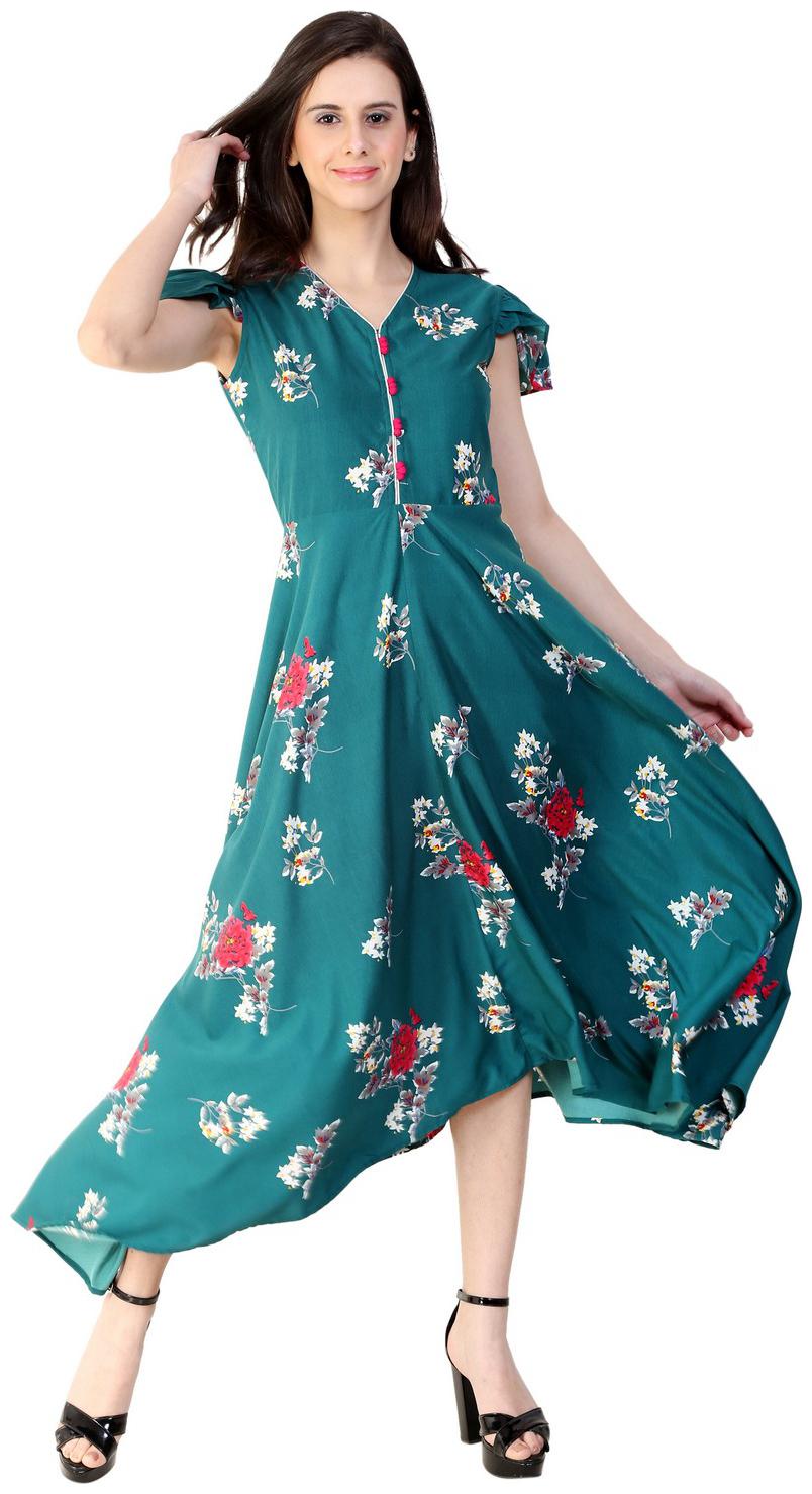 

Tamannah Green Crepe A-Line Kurti