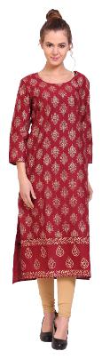

Tamannah Maroon Cotton Printed Kurtas