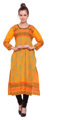 

Tamannah Mustard Cotton Printed Kurtas