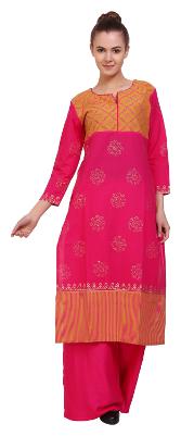 

Tamannah Pink Cotton Printed Kurtas