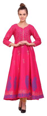

Tamannah Pink Cotton Printed Kurtas