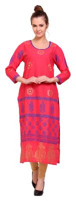 

Tamannah Pink Cotton Printed Kurtas