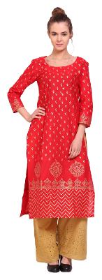 

Tamannah red Cotton Printed Kurtas