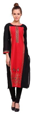 

Tamannah Red Cotton Printed Kurtas