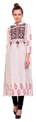 

Tamannah white Cotton Printed Kurtas