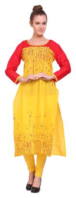

Tamannah yellow Cotton Printed Kurtas