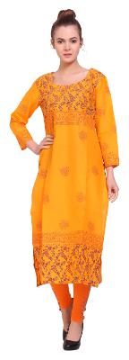 

Tamannah Yellow Cotton Printed Kurtas