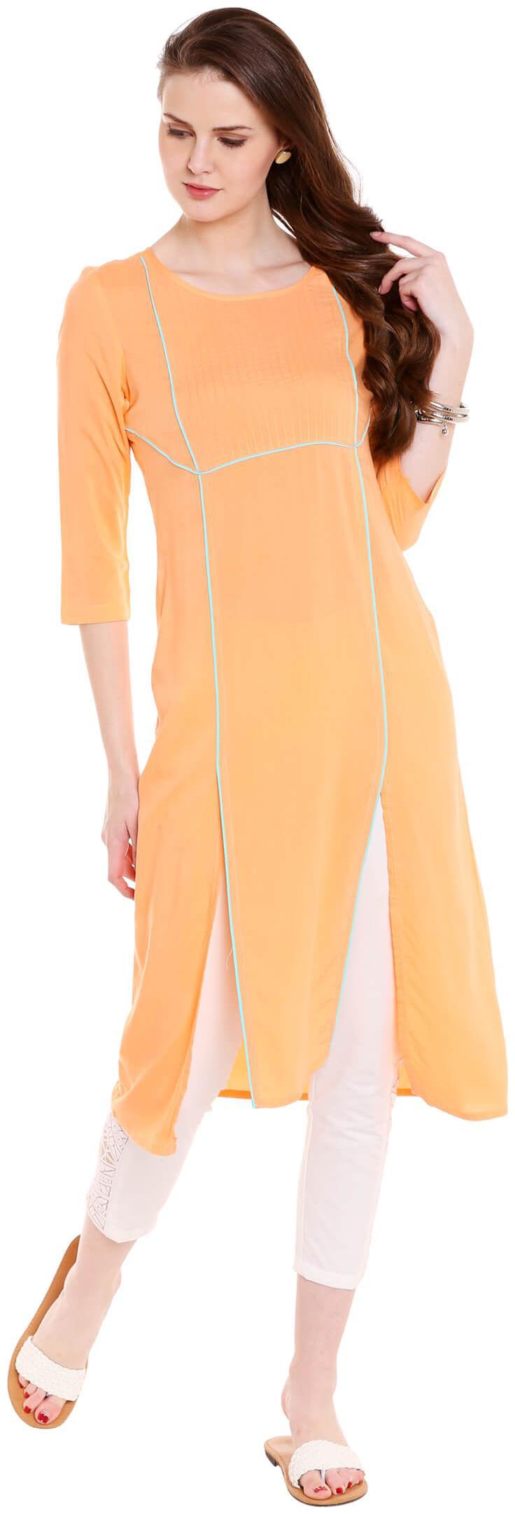 

NAARI Women Orange Embroidered Straight Kurti