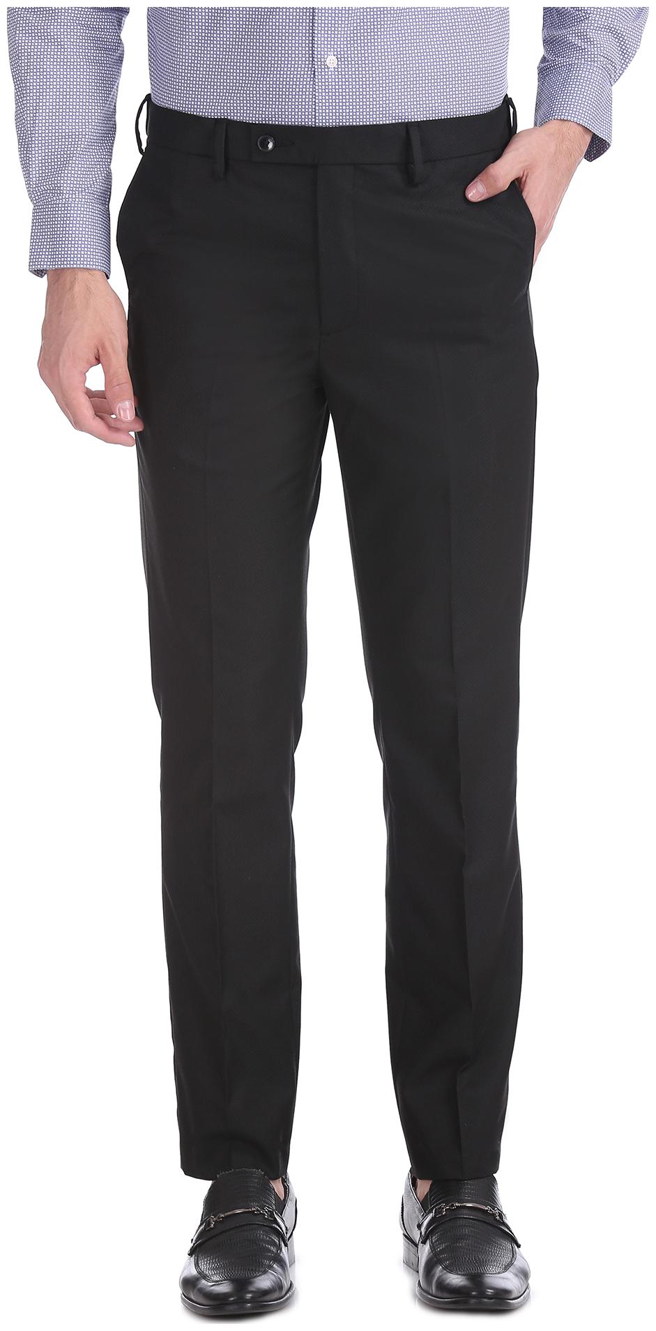 

Arrow Men Black Textured Tapered fit Regular trousers