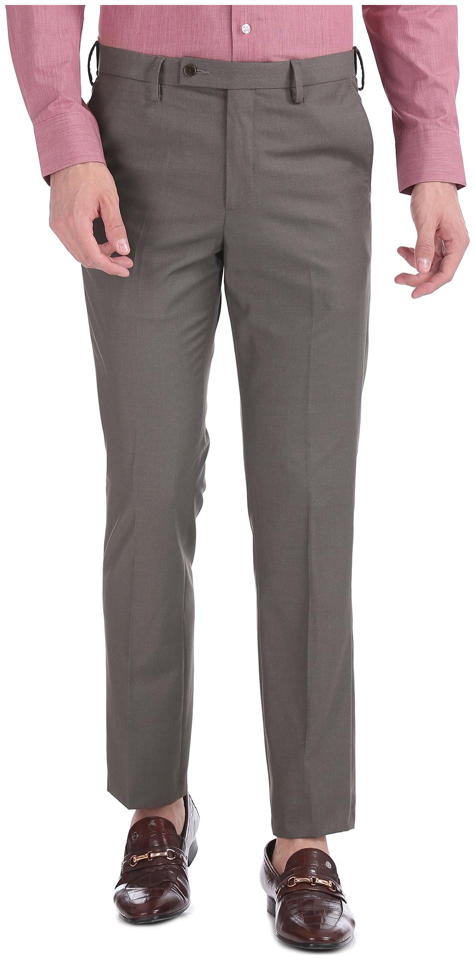 

Arrow Men Grey Solid Tapered fit Regular trousers