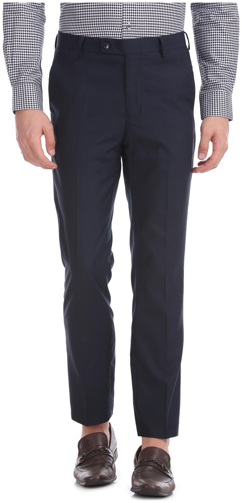 

Arrow Men Solid Tapered Fit Formal Trouser - Blue