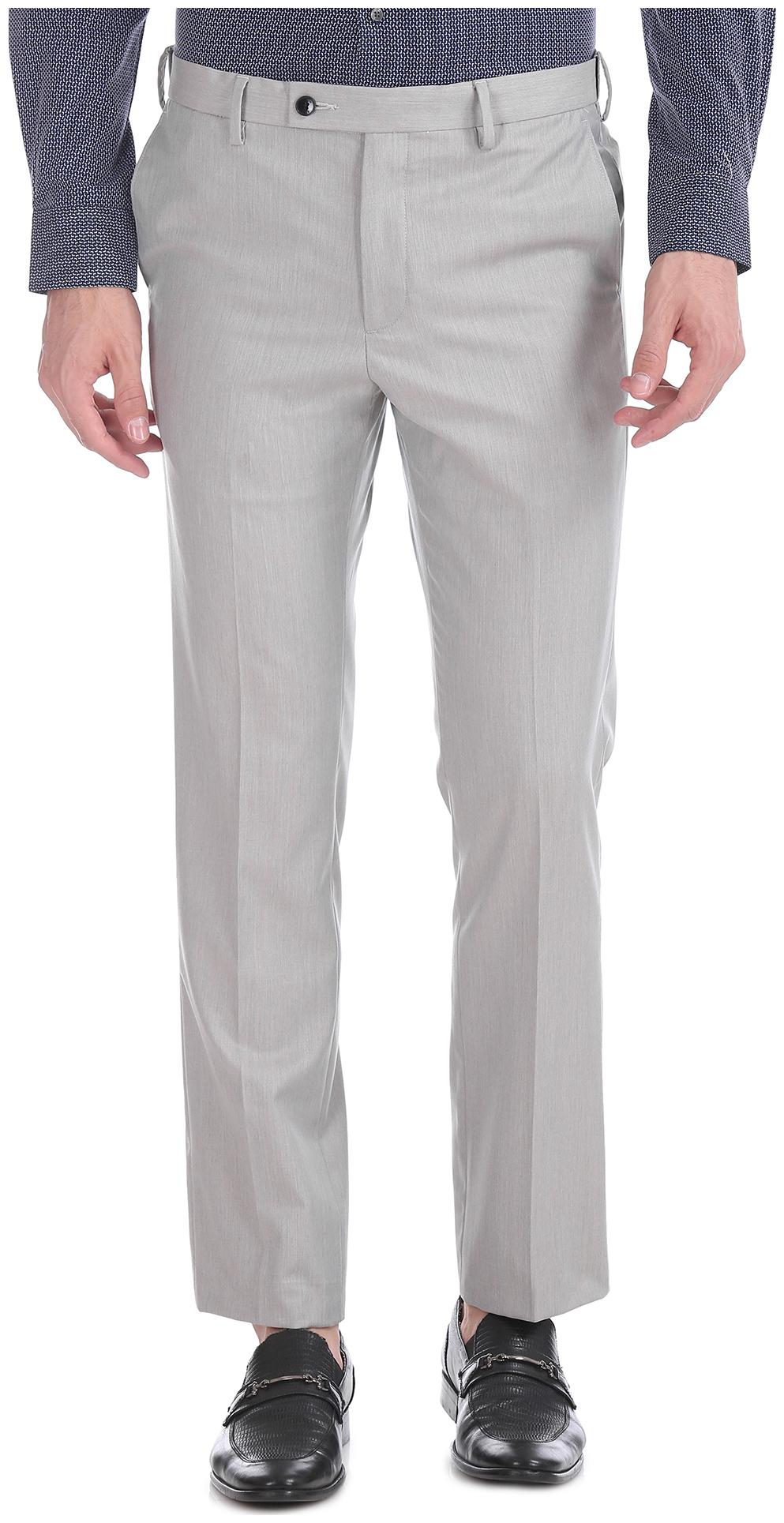 

Arrow Men Grey Solid Tapered fit Regular trousers