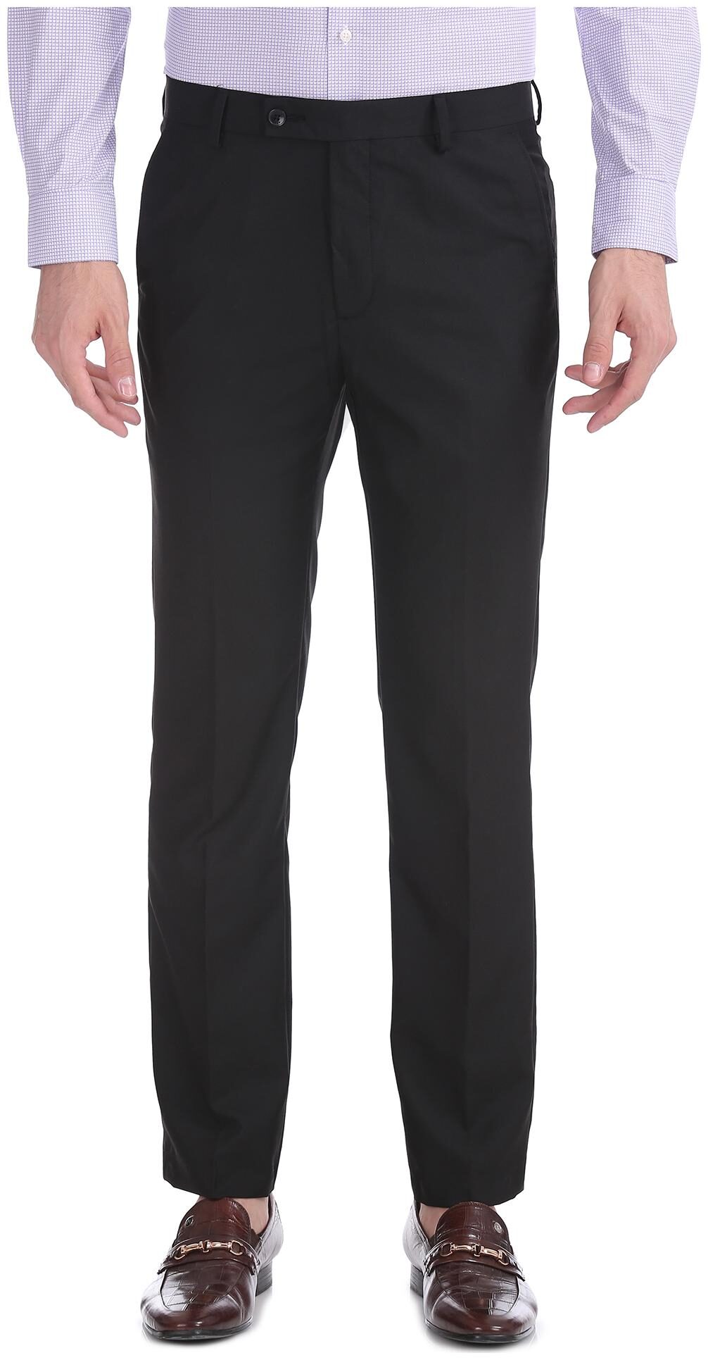 

Arrow Men Black Solid Tapered fit Regular trousers