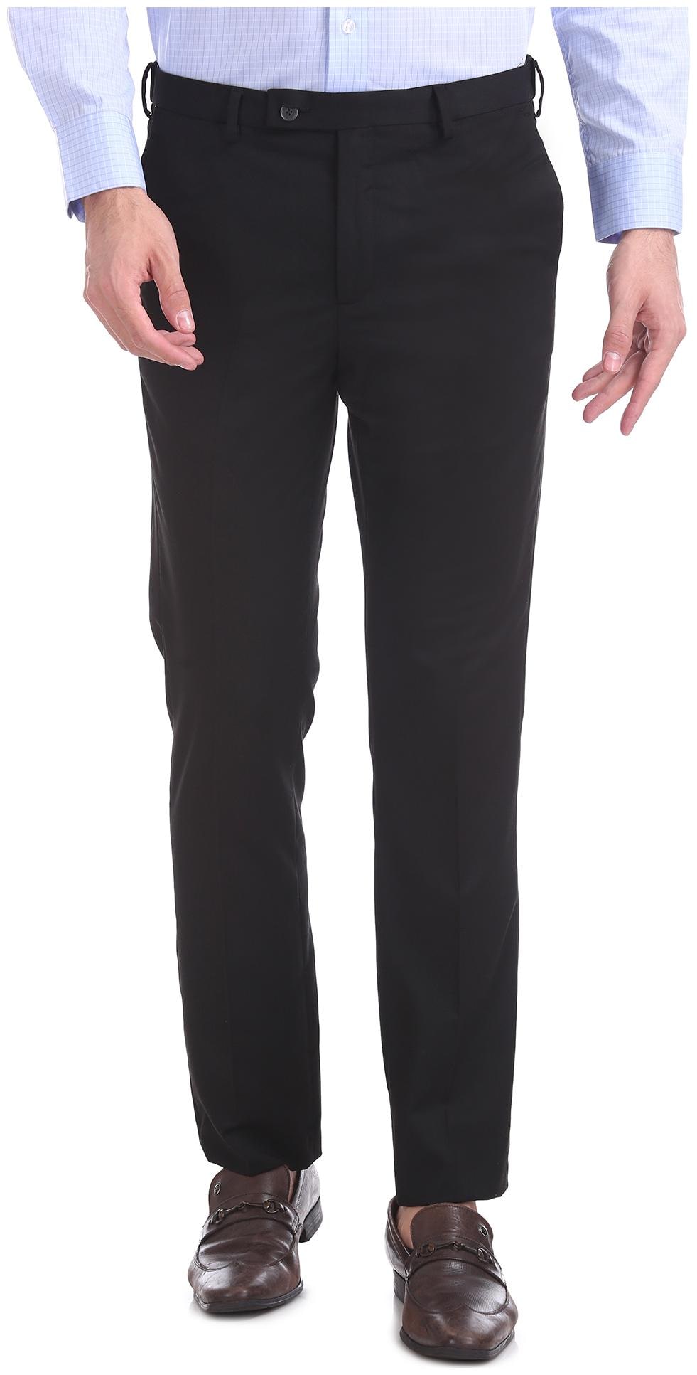 

Arrow Men Black Textured Tapered fit Regular trousers