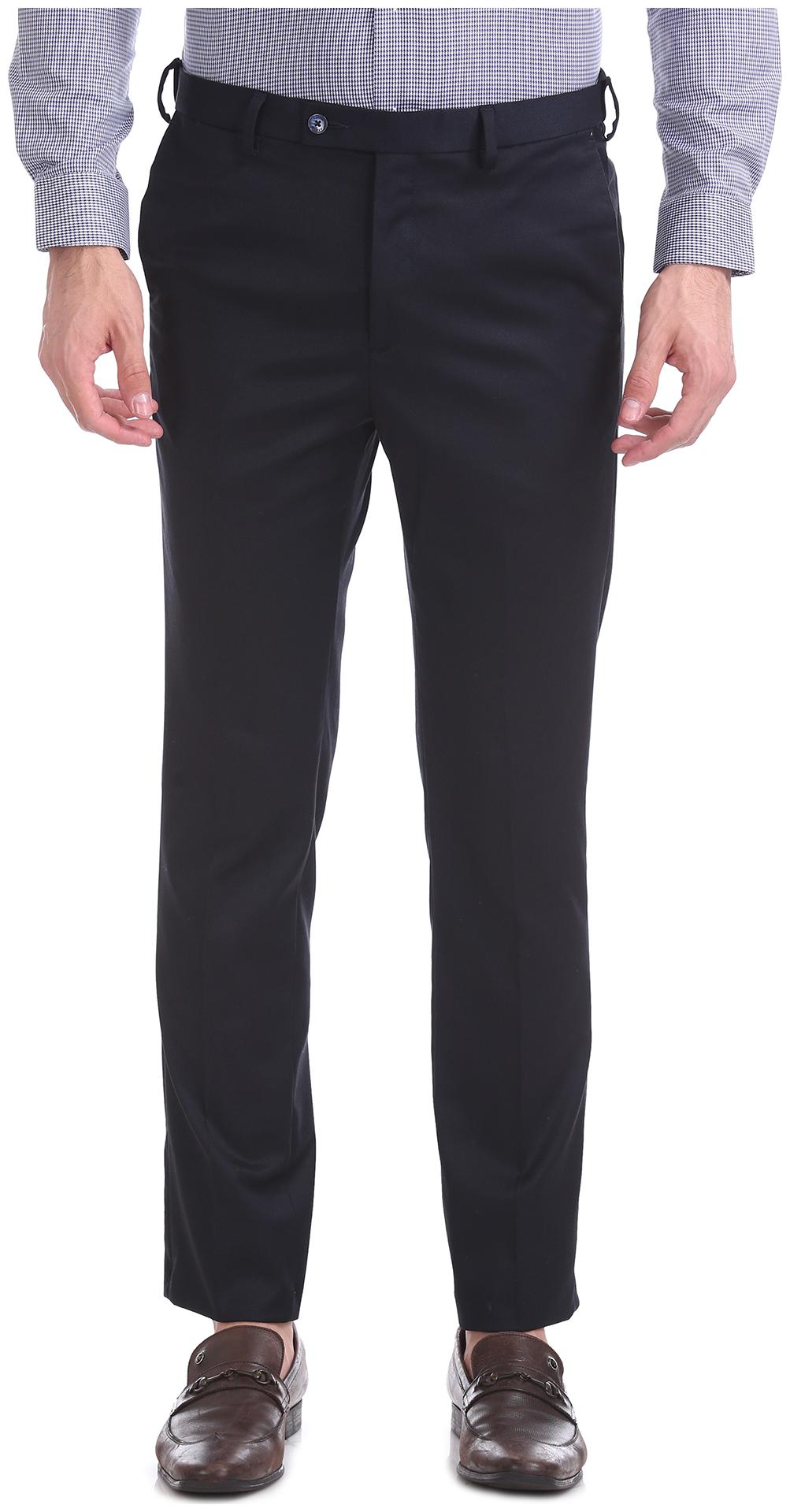 

Arrow Men Black Textured Tapered fit Regular trousers