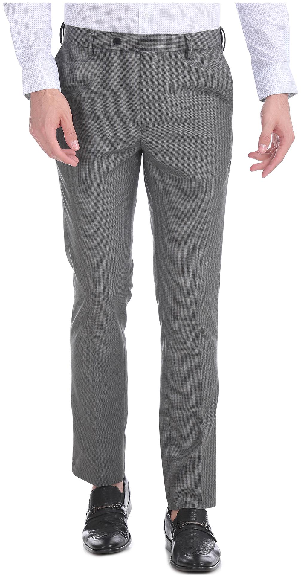 

Arrow Men Grey Textured Tapered fit Regular trousers