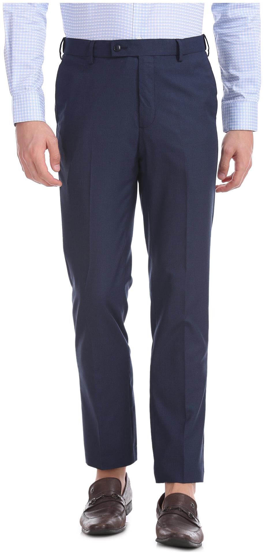 

Arrow Men Solid Tapered Fit Formal Trouser - Blue