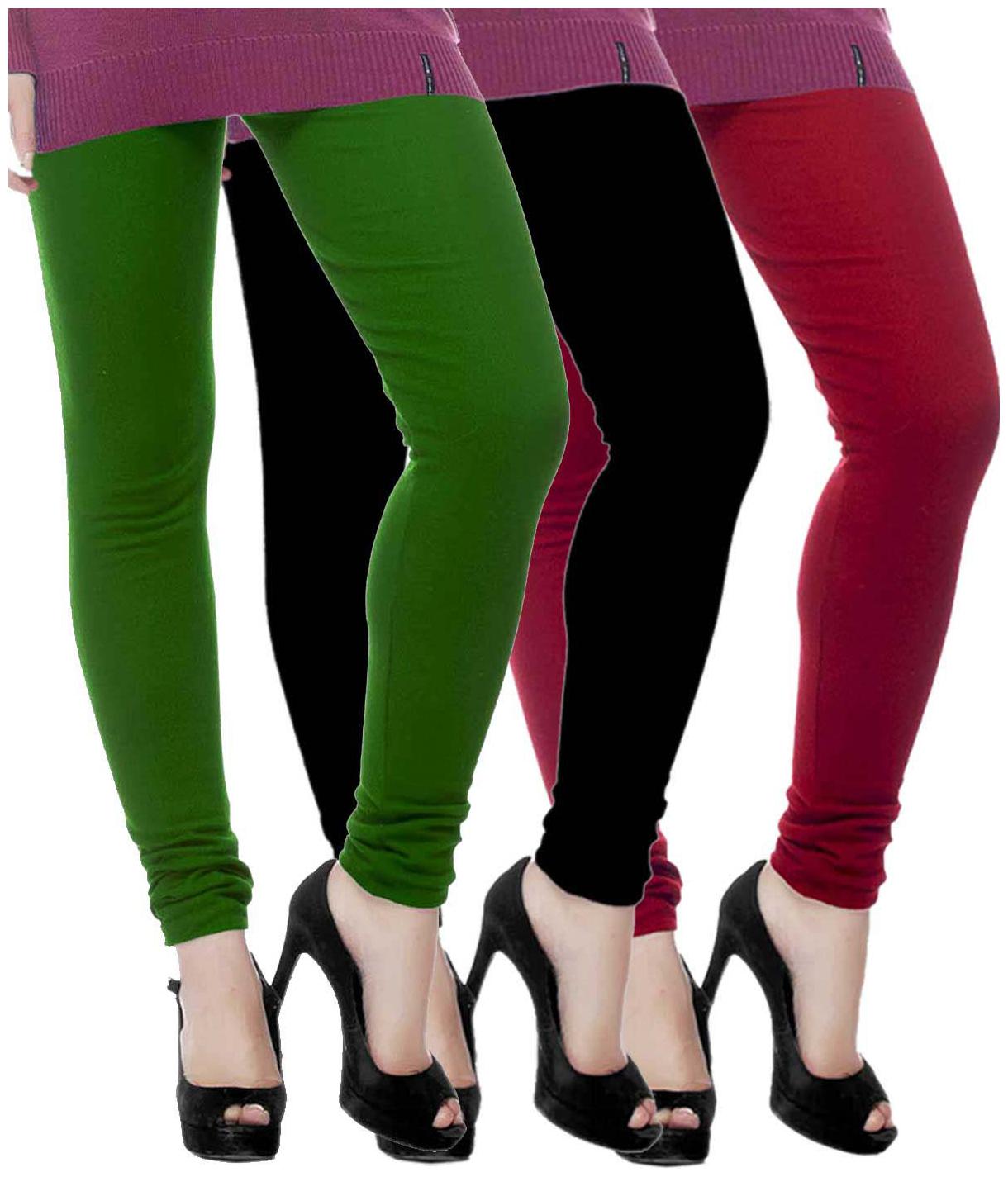 

TBZ Woolen Leggings for Women- Green Black Red (Pack of Three)- XL